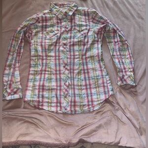 Ariat woman’s M multicolor striped sparkly button up